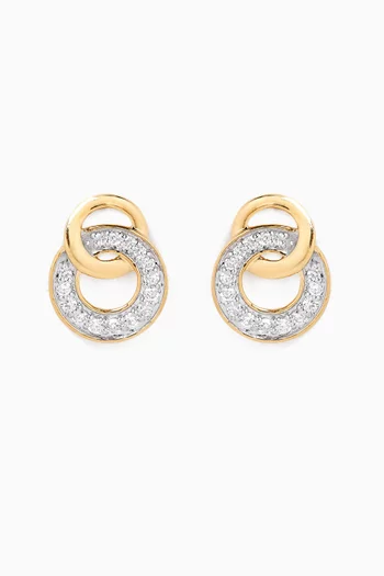 Interlocked Circles Diamond Stud Earrings in 18kt Yellow Gold