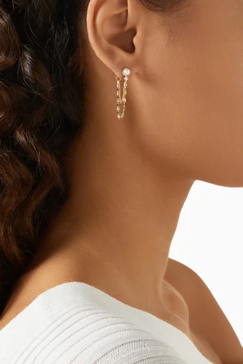 Pearl Chain Earrings in Gold-plated Brass