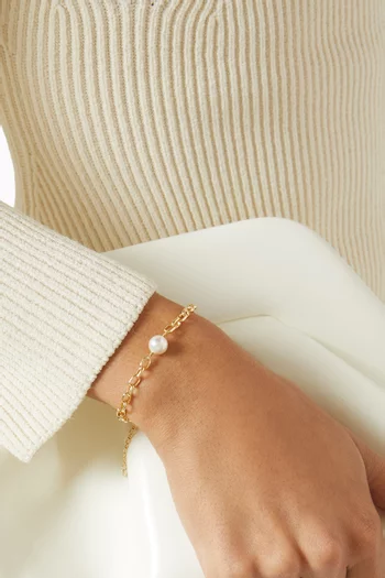 Pearl Link Bracelet in Gold-plated Brass