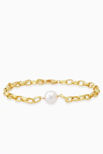 Pearl Link Bracelet in Gold-plated Brass