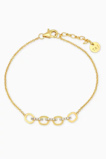 Cubic Zirconia Four Link Chain Bracelet in Gold-plated Brass