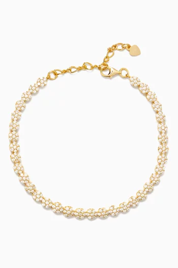 Honeycomb Cubic Zirconia Bracelet in Gold-plated Brass