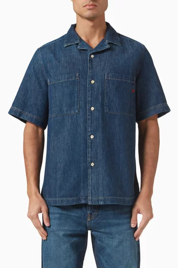 D-Parashort Bowling Shirt in Cotton-denim