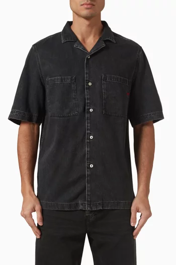 D-Parashort Bowling Shirt in Cotton-denim