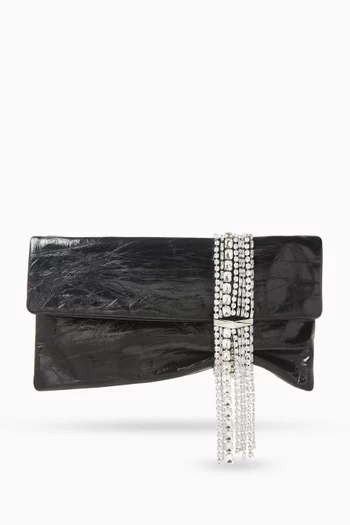 Zandra Crystal-embellished Clutch Bag in Patent Leather