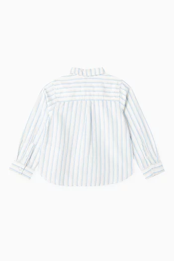 Striped Relaxed Shirt in Linen-blend
