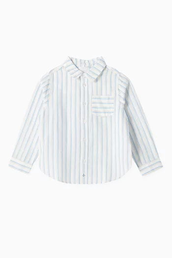 Striped Relaxed Shirt in Linen-blend