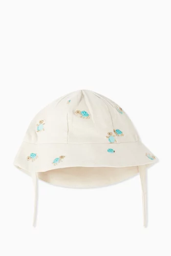 Turtle Embroidered Sun Hat in Organic Cotton