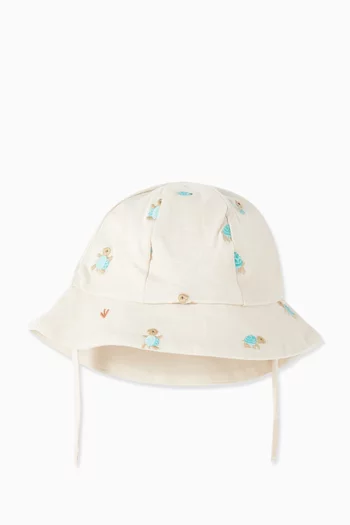 Turtle Embroidered Sun Hat in Organic Cotton