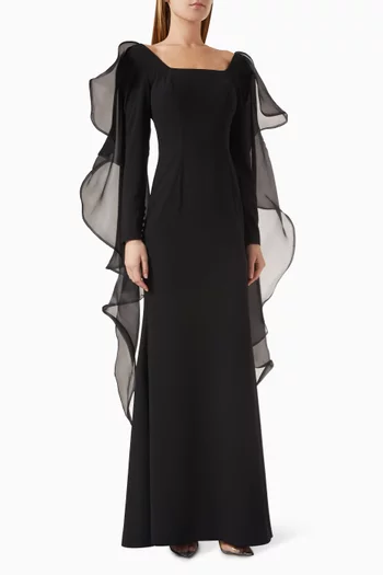 فستان سهرة بأكمام فراشة كريب