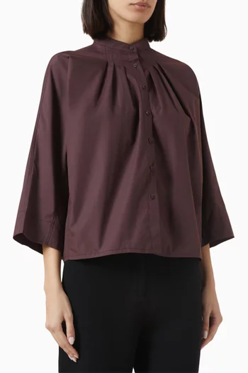Oversized Pleated Blouse in Cotton-blend