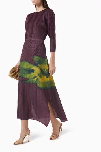 Asymmetric Printed Plisse Skirt