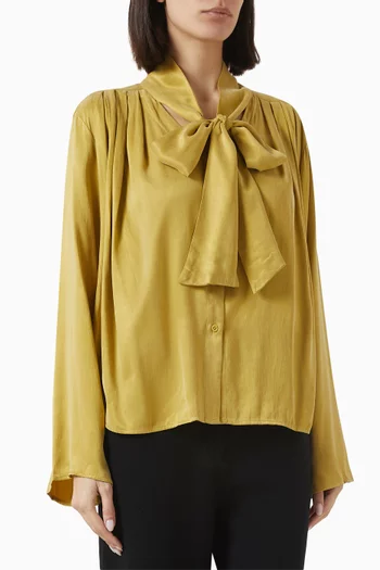 Tie-neck Blouse in Cupro Blend