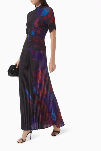 Printed Plisse Top
