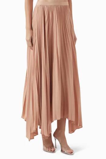 Pleated Handkerchief Midi Skirt