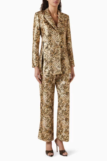 2-piece Leopard-print Shirt & Pants Set