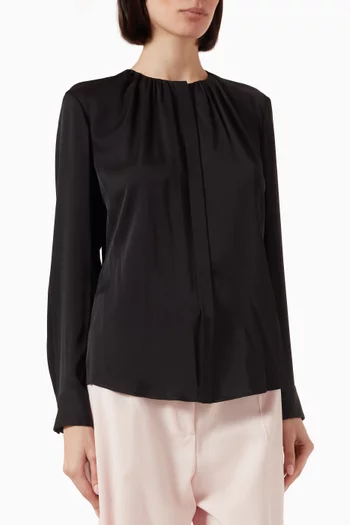 Collarless Top in Stretch Silk