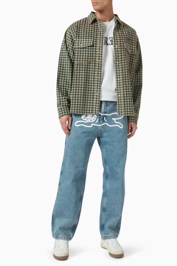 Printed Check Shirt in Cotton