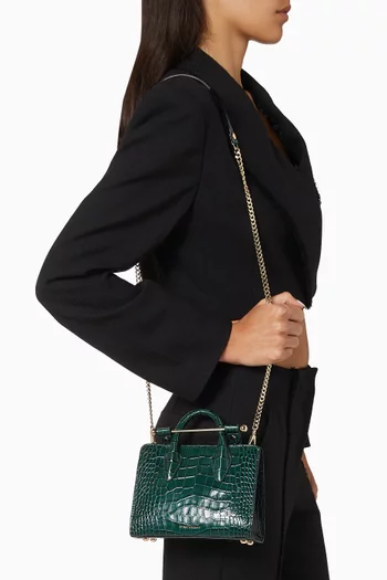 Nano Tote Bag in Croc-embossed Leather