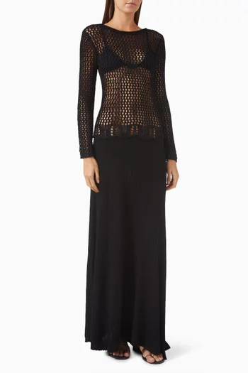 Grafted Sheer Maxi Dress in Viscose Blend