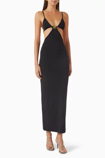 Moodstone Cut-out Maxi Dress in Lycra