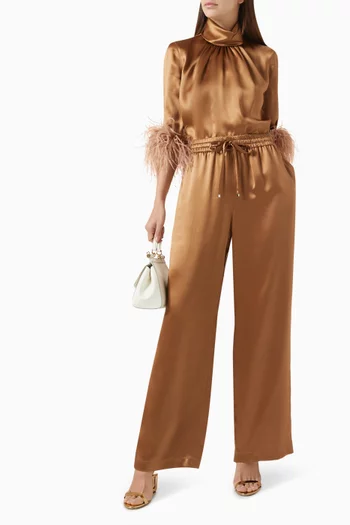 Straight-leg Pyjama Pants in Silk Satin