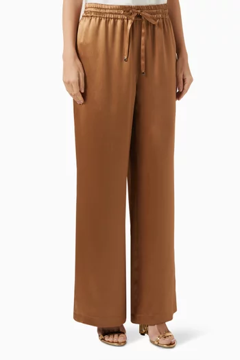 Straight-leg Pyjama Pants in Silk Satin