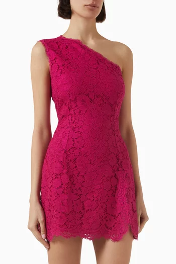 One-shoulder Mini Dress in Lace