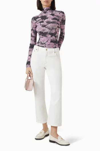 Printed Turtleneck Top in Jersey