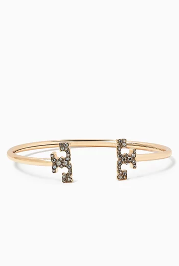 Eleanor Pave Flex Cuff in 18kt Rose Gold-plated Brass