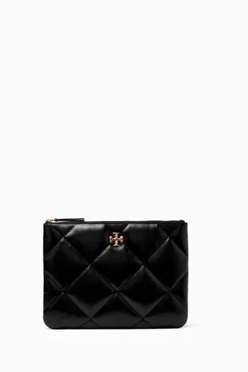 Kira Diamond Quilt Pouch in Leather