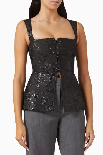 Delfina Top in Woven Jacquard
