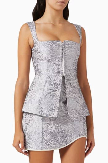 Delfina Top in Woven Jacquard