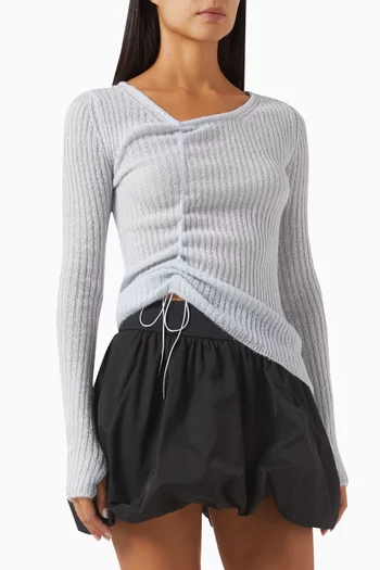 Shirring Top in Nylon-blend Knit