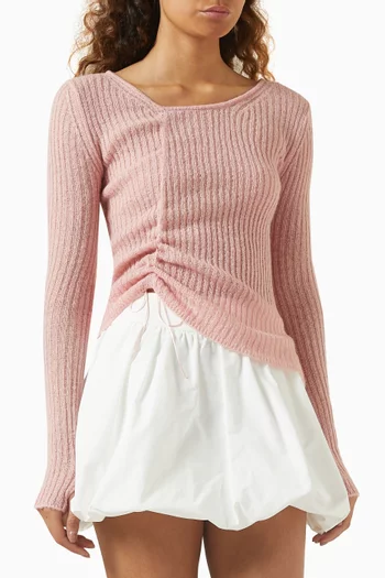 Shirring Top in Nylon-blend Knit