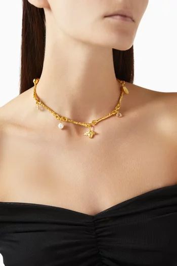 Bee Charm Necklace in 22kt Gold-plated Brass