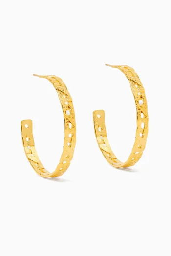 Large Khaizaran Hoop Earrings in 22kt Gold-plated Brass