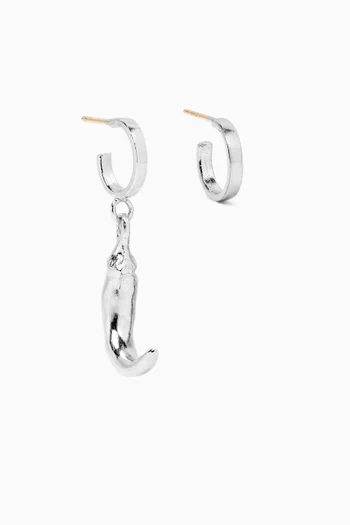 Mini Chili Hoop Earrings in Recycled Silver