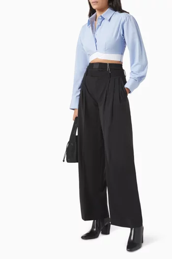 Pre-Styled Boxer Pleated Pants in Wool-blend