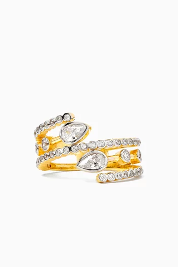 Embellished Ring in 24kt Gold-plated Sterling Silver