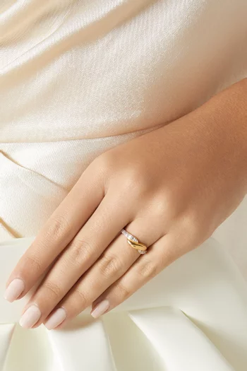 خاتم مرصع فضة إسترلينية مطلية ذهب عيار 24