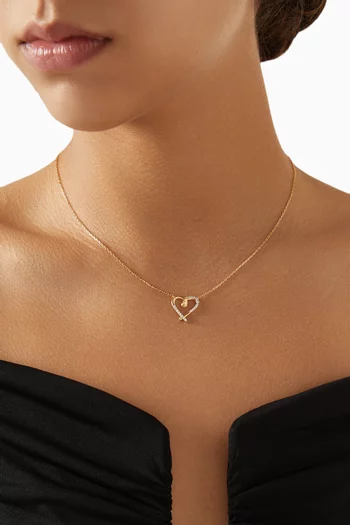 Heart Embellished Necklace in 24kt Gold-plated Sterling Silver