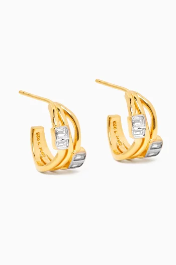 Embellished Hoop Earrings in 24kt Gold-plated Sterling Silver