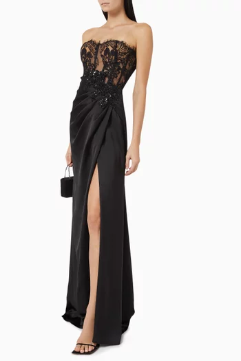 Freida Gown in Lace & Satin