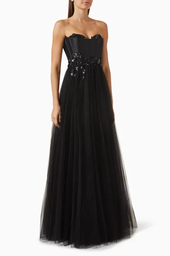 Embellished Corset Gown in Tulle