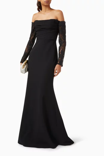 Aleftina Gown in Crepe & Lace