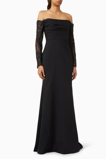 Aleftina Gown in Crepe & Lace