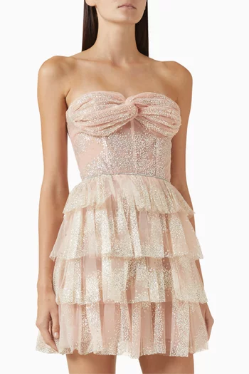 Viore Glitter Tiered Dress in Tulle