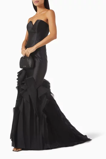 Tasha Frill Gown in Taffeta