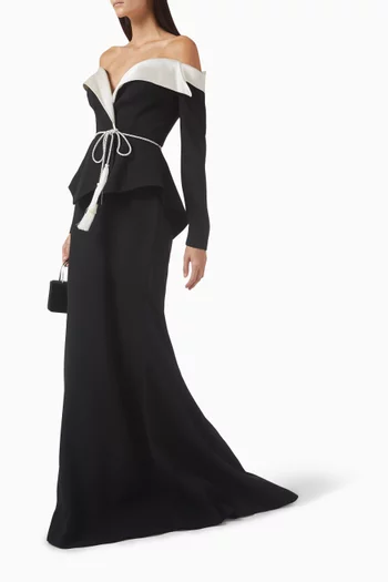 Canda Off-shoulder Gown in Crepe